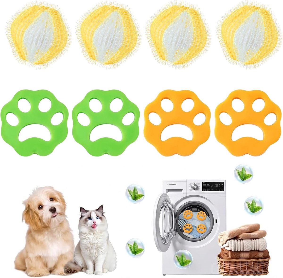 Ontharingsset voor de wasmachine - 8-delig - siliconen en gaas - pluisvrije kleding - SnelShoppen