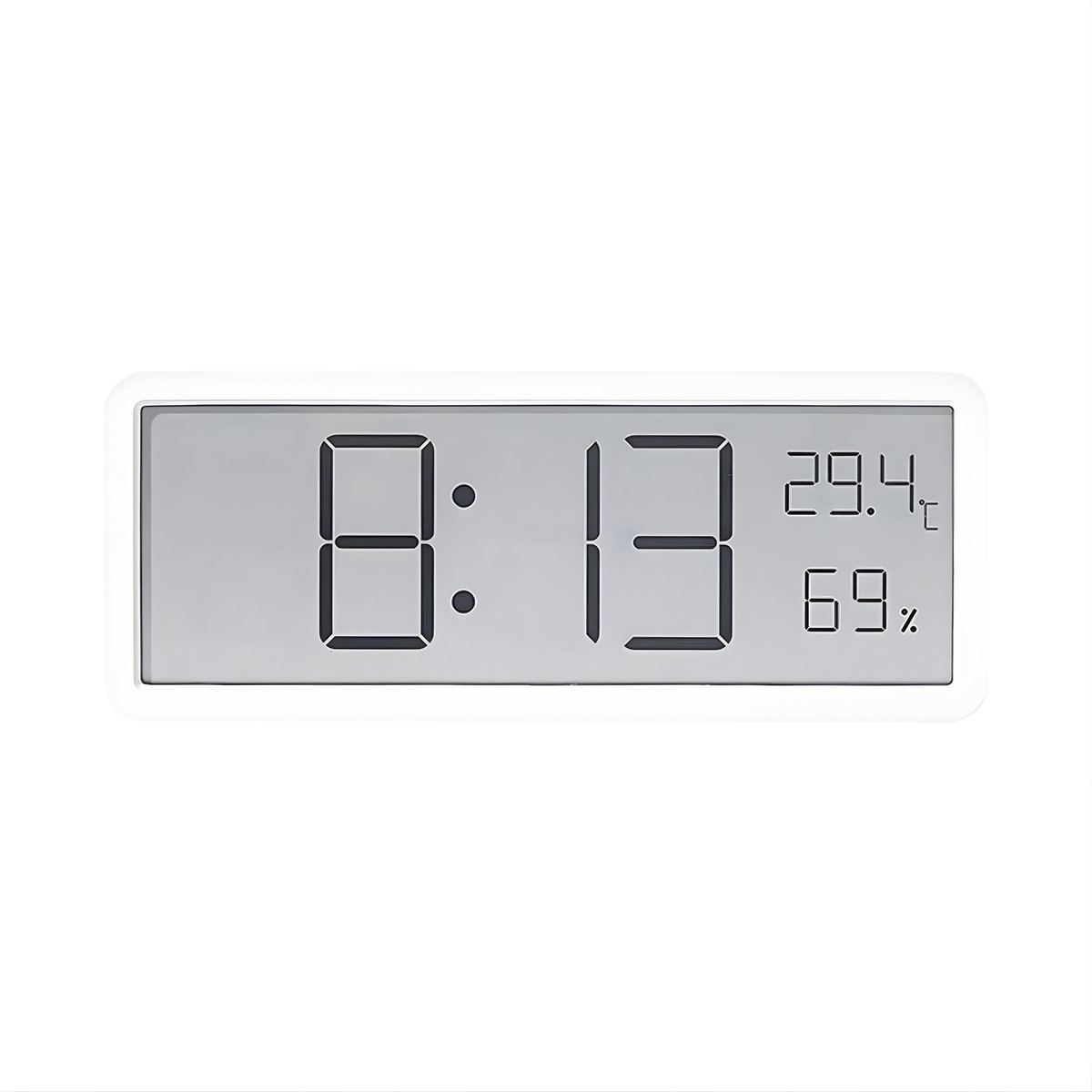Digitale Wekker met LCD Display - Temperatuur- & Vochtigheidsmeter - Ultradun Wit - Voor Slaapkamer & Bureau