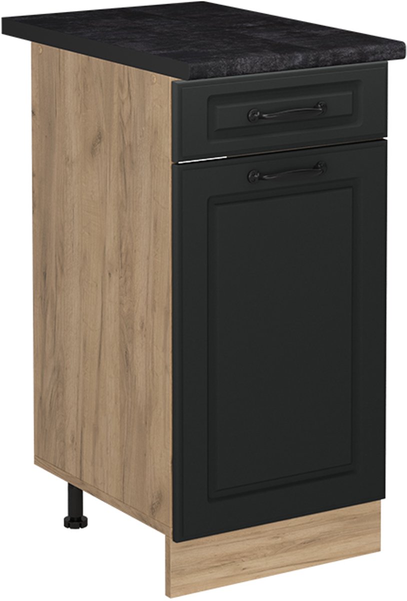 Vicco Keukenonderkast R-Line, Antraciet landelijk/Goudkleurig Eiken, 40 cm antraciet werkblad