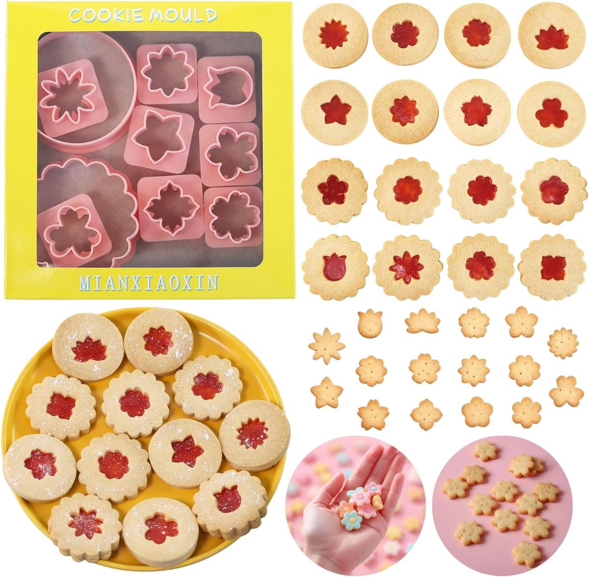 Mini koekjesuitsteekvormen bloemen - 10 stuks kunststof - 32 stijlen - Perfect voor feestelijke bakcreaties - ShopVlot