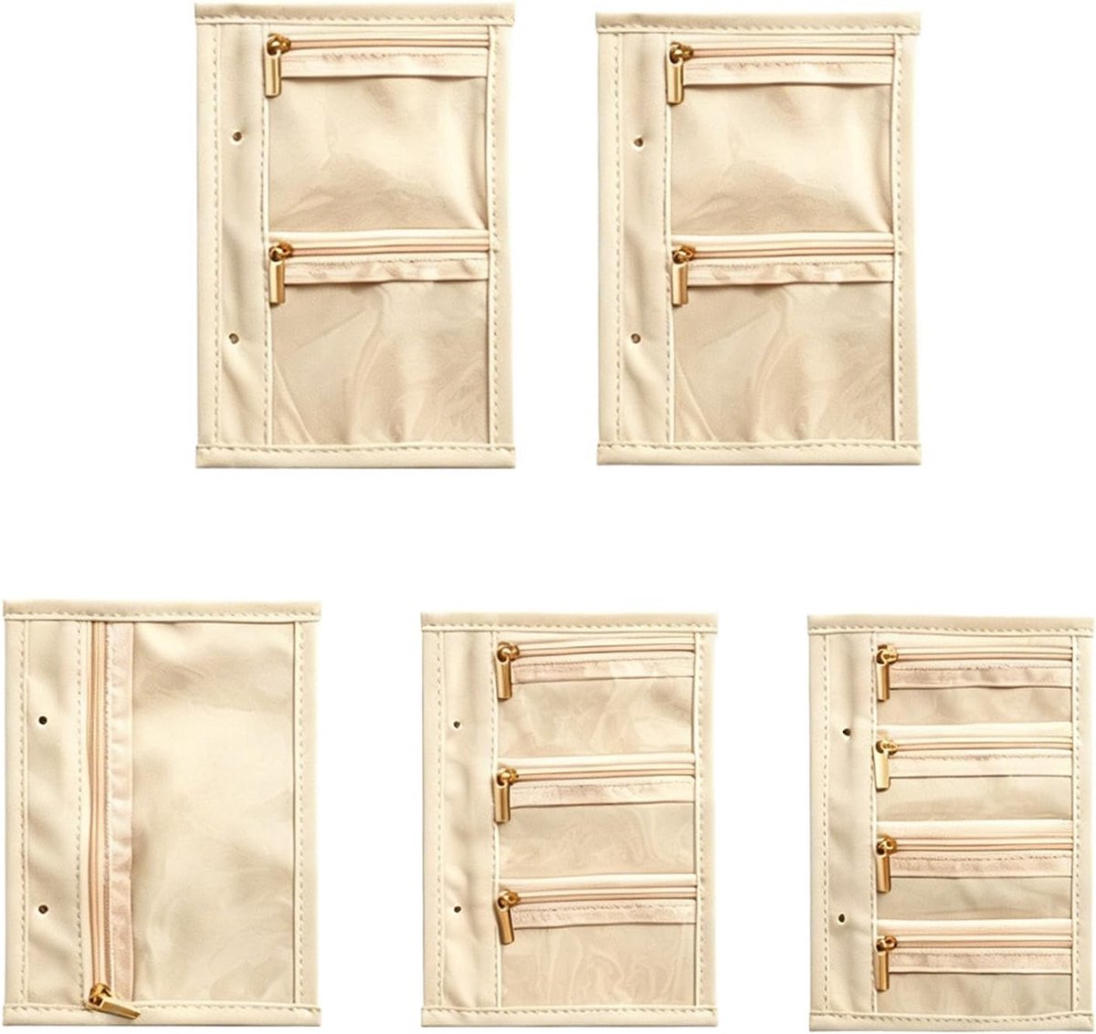 Reissieradenetui 5-delig - Fluweel - Ritssluiting - Draagbare organizer voor sieraden - ShopVlot