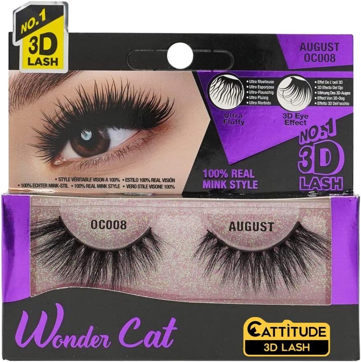 Valse Wimpers 3D - August Wonder Cat Faux Mink - Lichtgewicht en Herbruikbaar - Dramatisch Cat-Eye Effect - ShopVlot