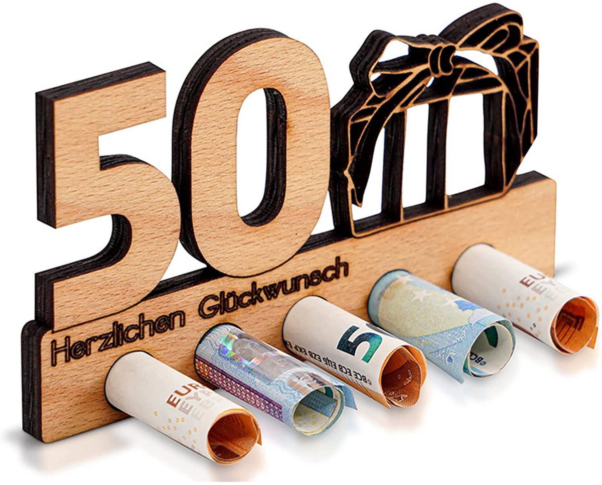 Houten gastenboek voor 50e verjaardag - uniek design - persoonlijk cadeau - herinneringen vastleggen - ShopVlot