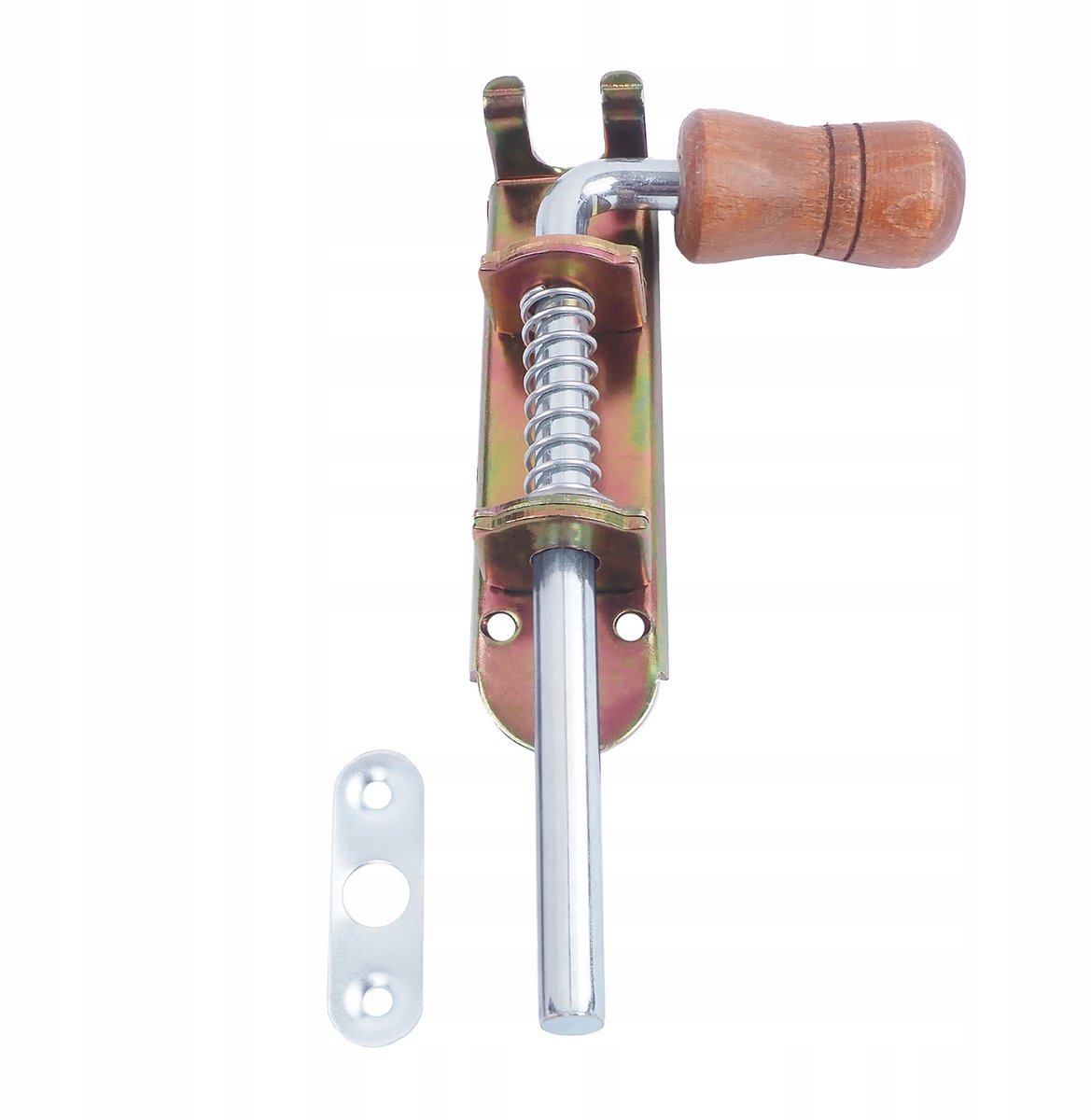 Vereningsschuif 100mm Smal - Deurschuif met Houten Handvat, Verzinkt