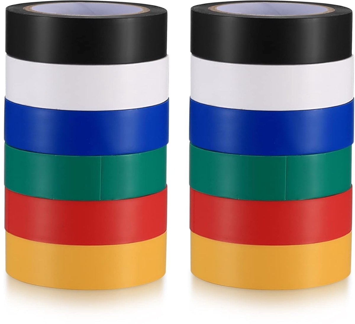 Isolatietape 12 Rollen - PVC Multicolor 16mm x 10m - Hoge Temperatuurweerstand - Voor Kabelreparatie - ShopVlot