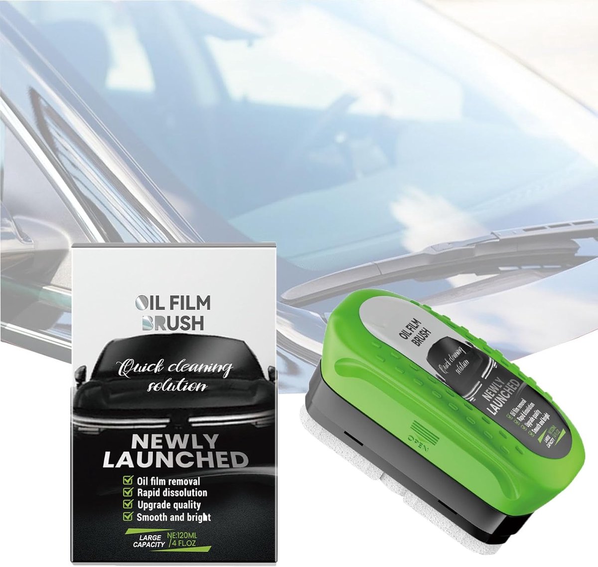 Auto glas olie film remover - multifunctionele reinigingsborstel - verwijdert oliefilm en vet - ShopVlot