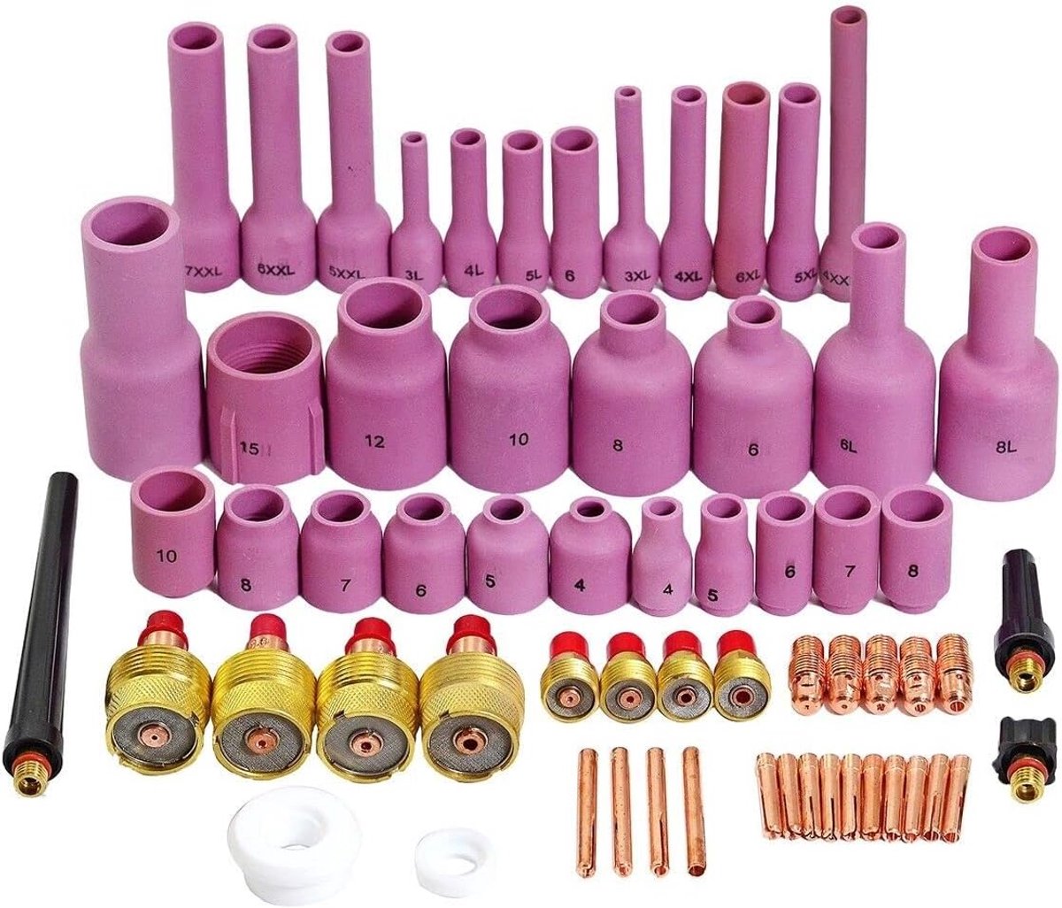 TIG lasmondstukken set 63-delig - Jumbo grote diameter - Geschikt voor DB SR WP 9 20 25 - Hoogwaardige kwaliteit - ShopVlot
