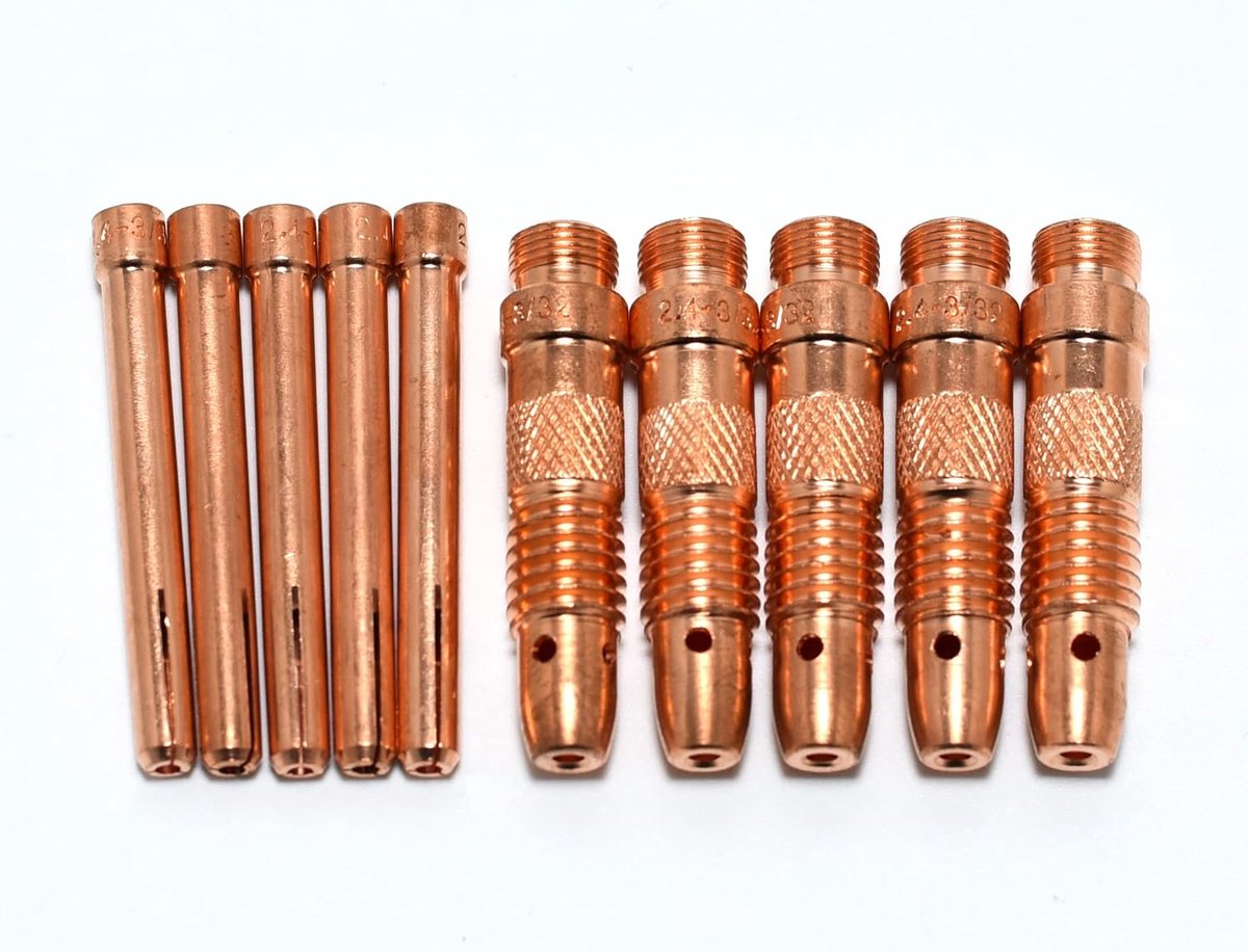 TIG Collet Bodies 10N24 10N32 - 2.4mm maat - Voor SR DB PTA WP 17 18 26 - Geschikt voor TIG-lassen - ShopVlot
