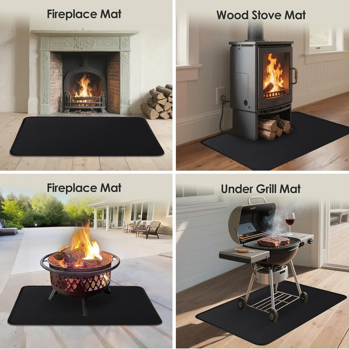 Haardkleed 80 x 50 cm - Vlamvertragend mat - Beschermt vloeren tegen vonken - Geschikt voor binnen en buiten - ShopVlot