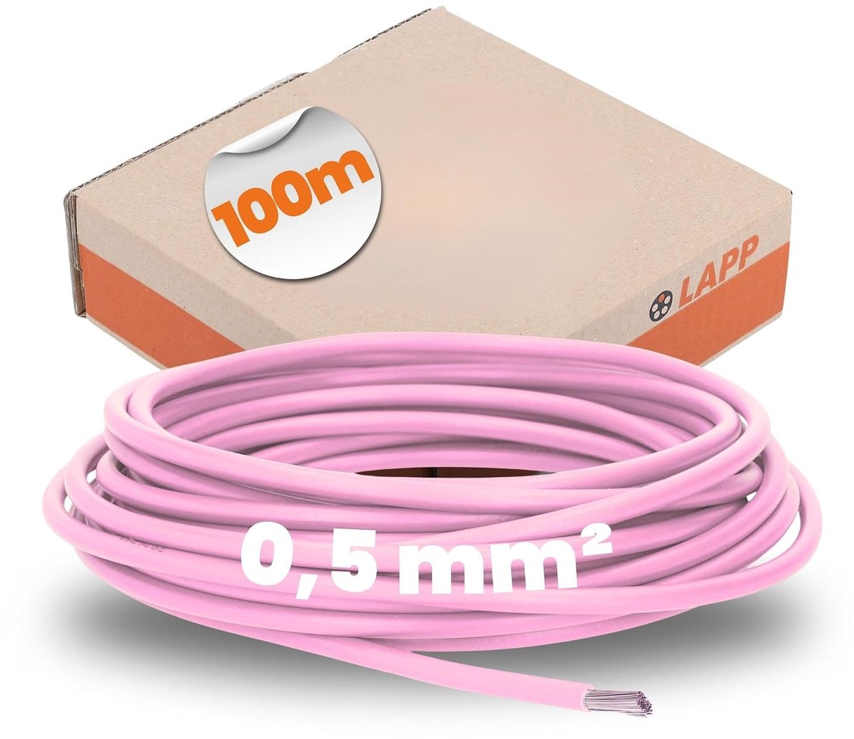Enkele ader H05V-K 1 x 0.50 mm² - Roze - 100 meter - Geschikt voor besturingstechniek - ShopVlot