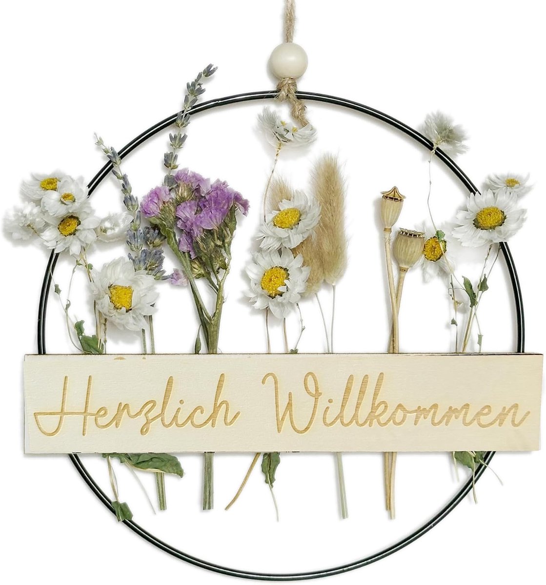 Dried Flower Garland 22 cm - Zigzag Design - Handgemaakt - Warm welkom voor je deur - ShopVlot