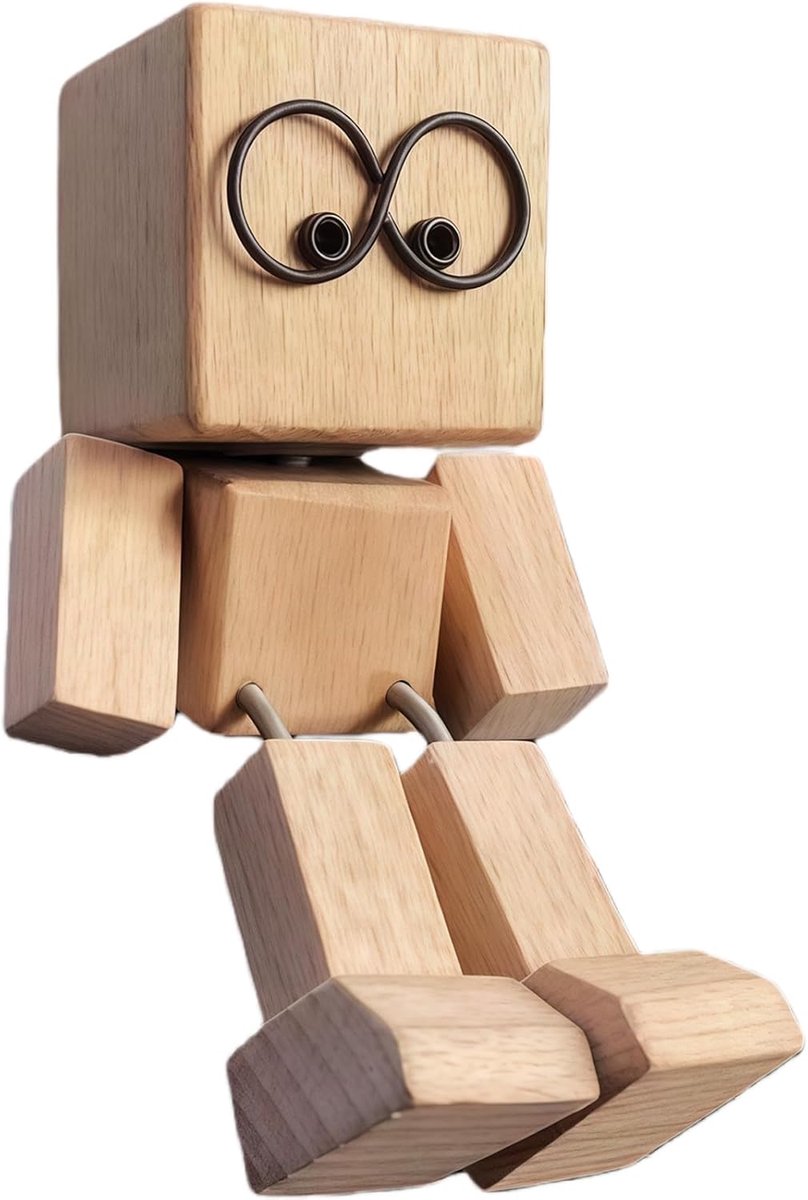 Houten manbeeldje schudden - handgemaakt - duurzaam hout - leuk auto-ornament - ShopVlot
