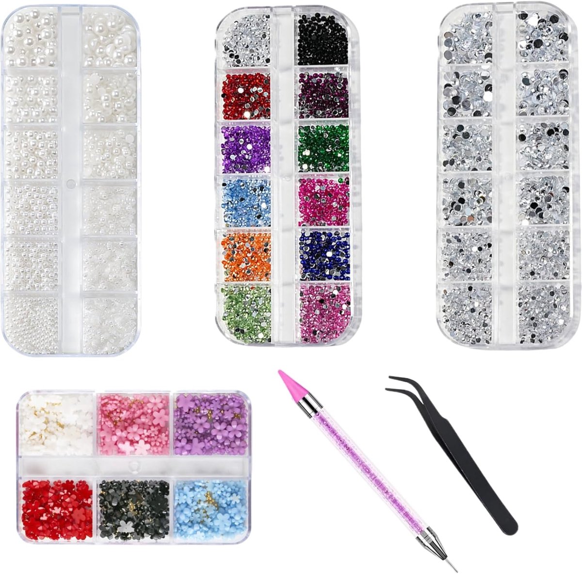 Nail Gems Set - 5200 Nail Rhinestones - Multicolored Kleine Bloemen - Voor Manicure en Decoratie - ShopVlot