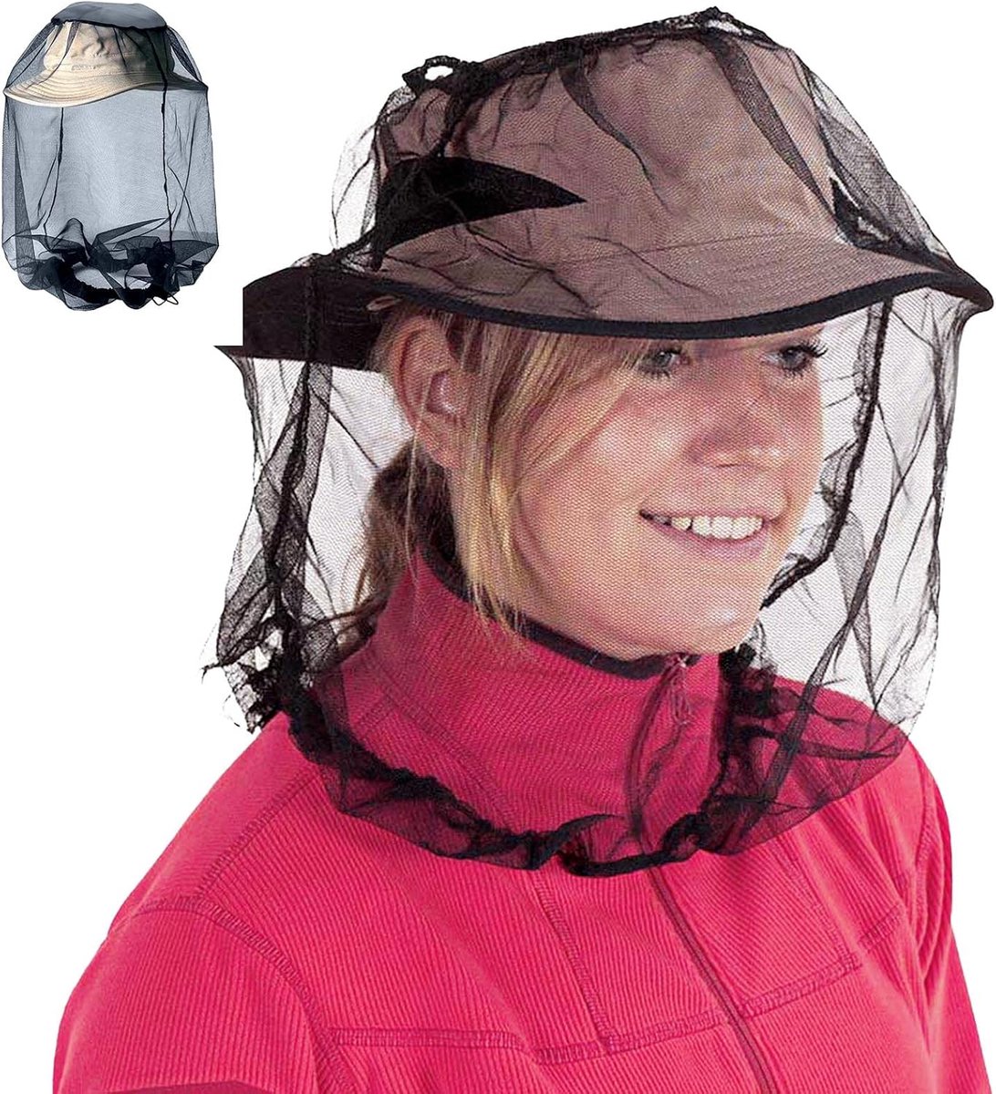 Muggennet hoofddeksel - Oversized - Zwart - Bescherming tegen insecten voor vissers - ShopVlot
