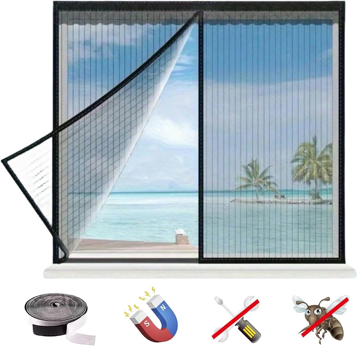Muggenhor voor ramen 100 x 120 cm - uitbreidbaar - zelfklevend - eenvoudig te reinigen - ShopVlot