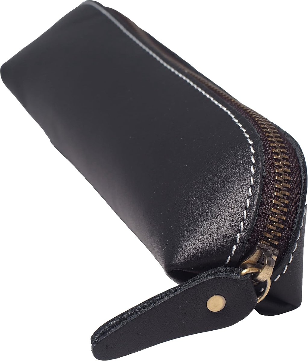 Pennenzak compact - hoogwaardig leer - handgemaakt met rits - perfect voor school en cosmetica - ShopVlot
