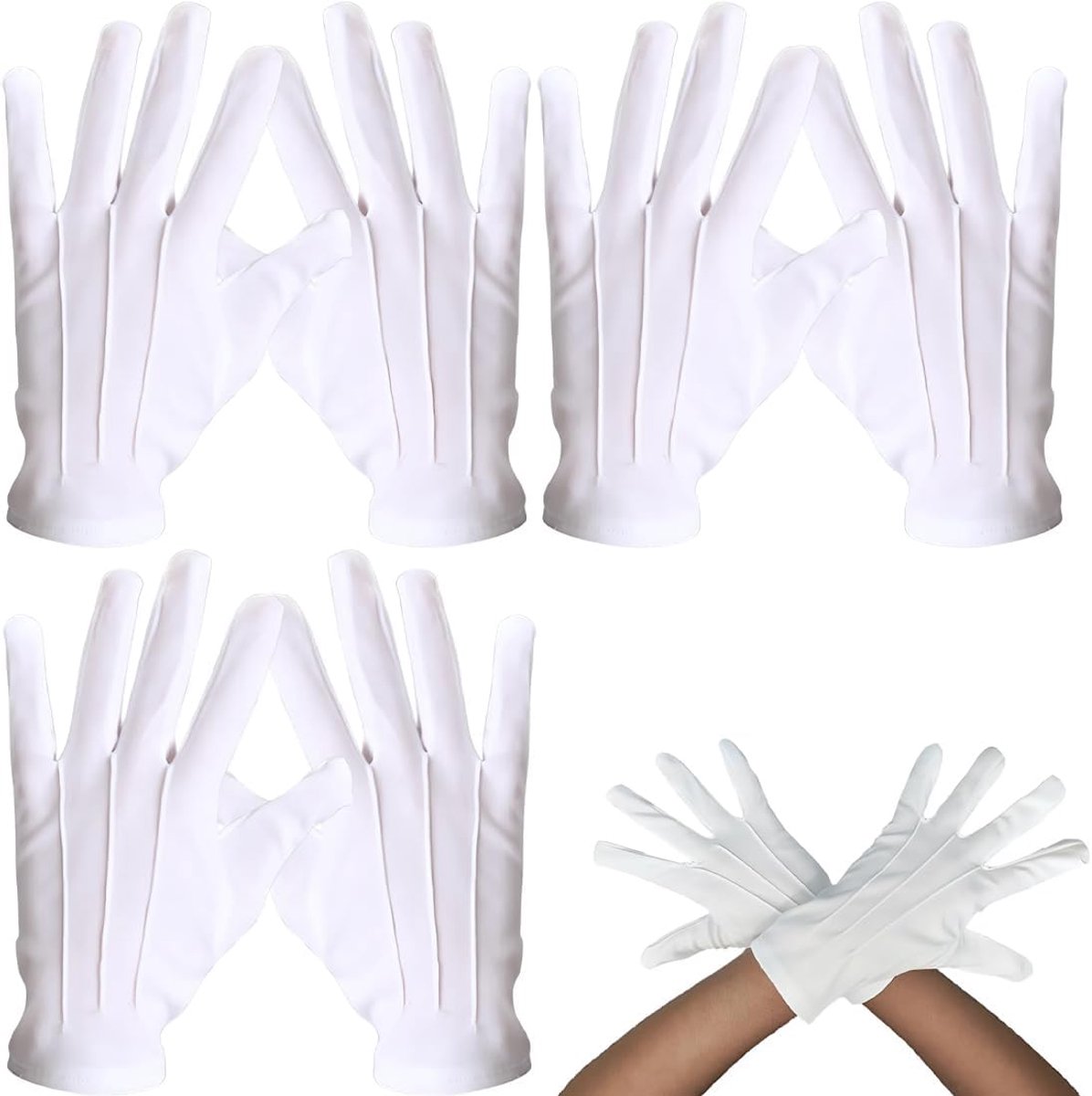 Witte Katoenen Nylon Handschoenen - Elegante Pasvorm - Unisex - Perfect voor Pantomime en Officiële Gelegenheden - ShopVlot
