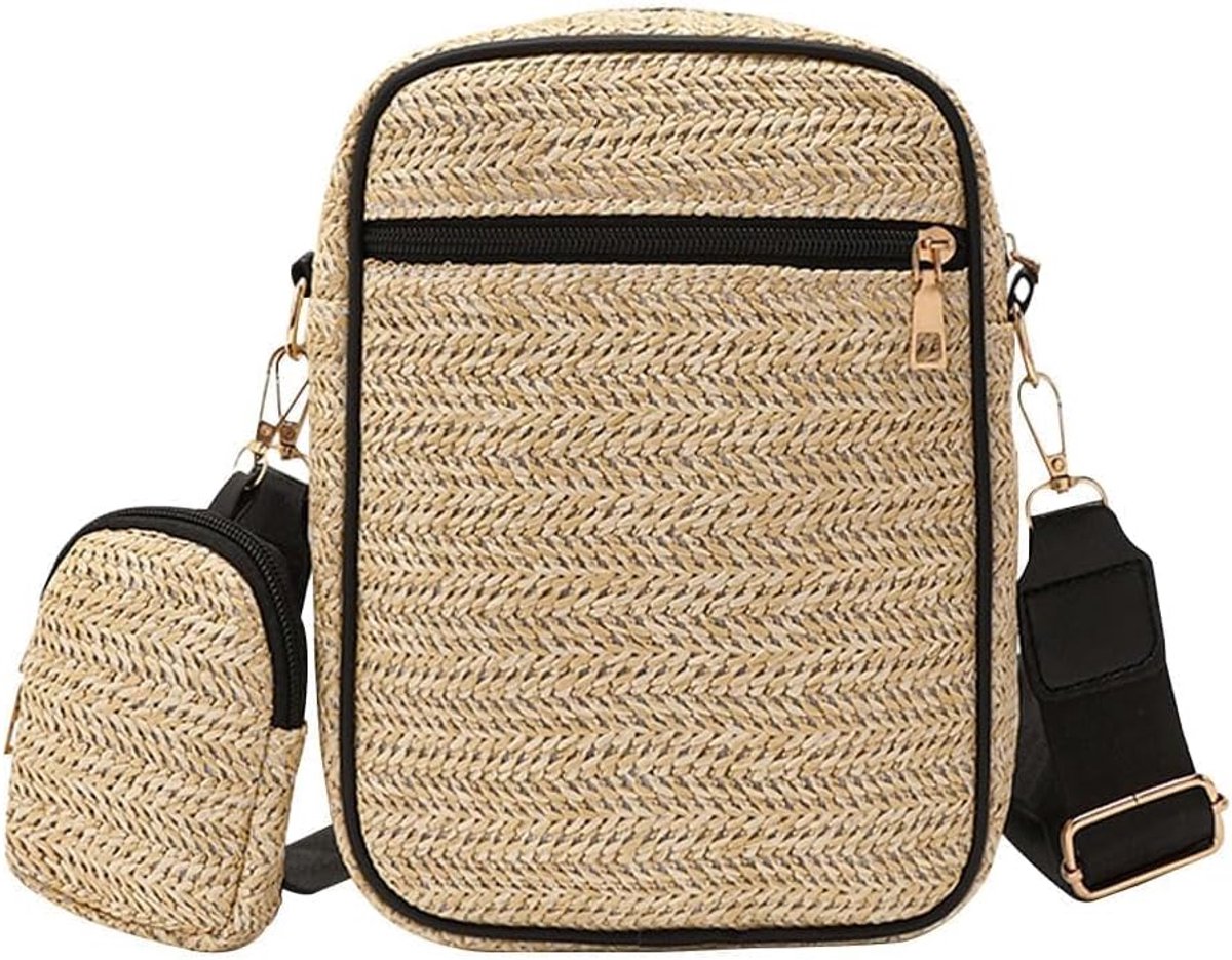 Schoudertas dames - geweven crossbody bag - verstelbare schouderriem - ideaal voor dagelijks gebruik - ShopVlot