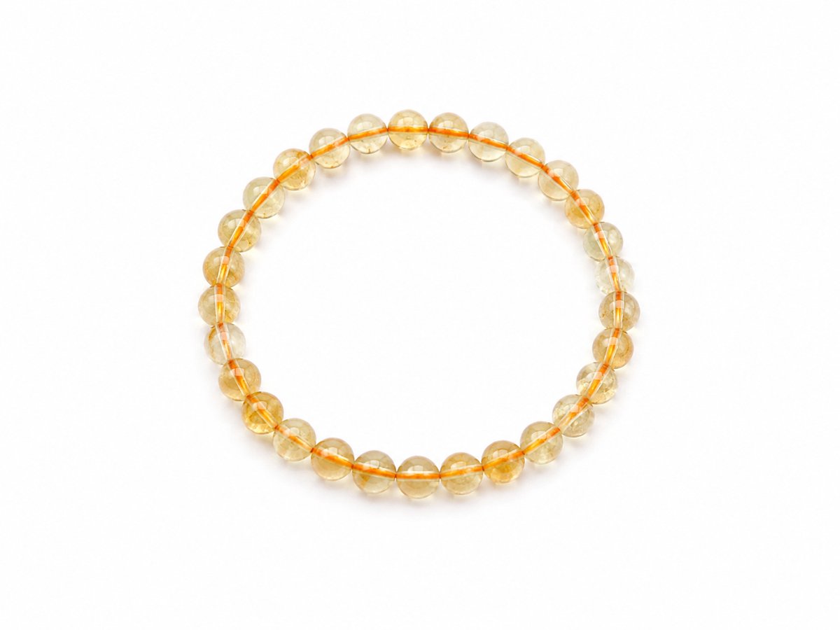 Citrien Armband – 6 mm Kralen – Diameter 17 cm – Elastische Edelsteenarmband - Armband - Edelsteen armband - Geel edelsteen armbad - Citrien