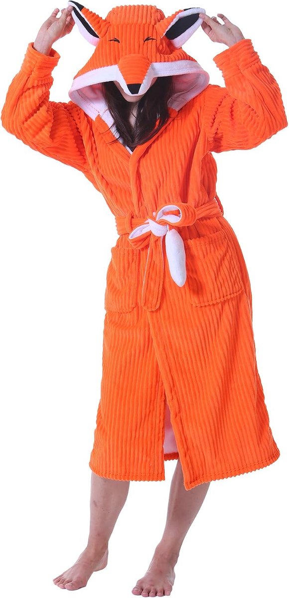 Hooded bathrobe fluffy - lichtgewicht unisex - dierenprint - perfect voor ontspanning - SnelShoppen