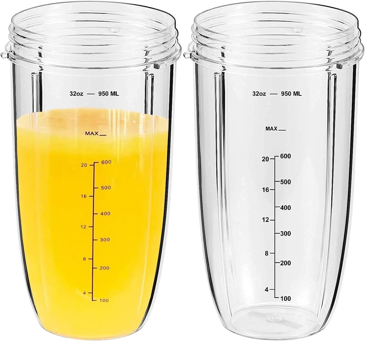 SnelShoppen - 32 oz Vervangende Cups voor Blender - Compatibel met 600W en 900W - 2 Pack - Grote Capaciteit - Perfecte Afdichting - Ideaal voor Smooth