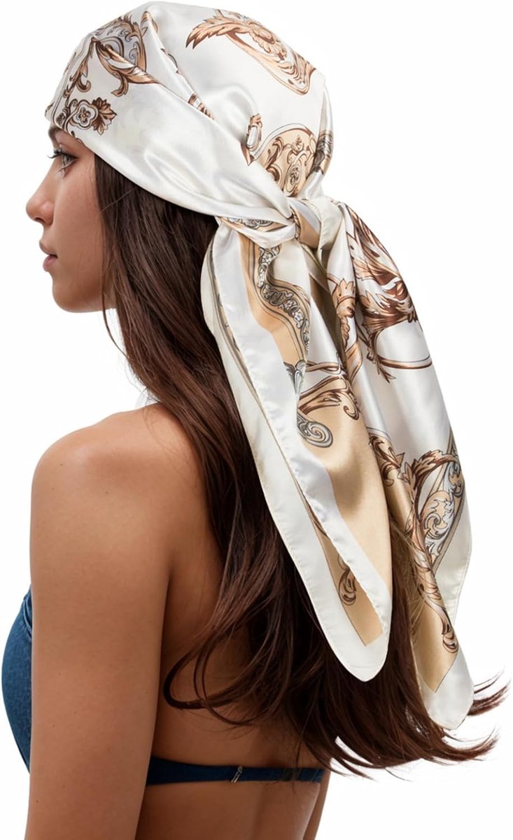 Zijden sjaal 90 cm - multikleur - vierkant print - stijlvol accessoire voor elke gelegenheid - SnelShoppen