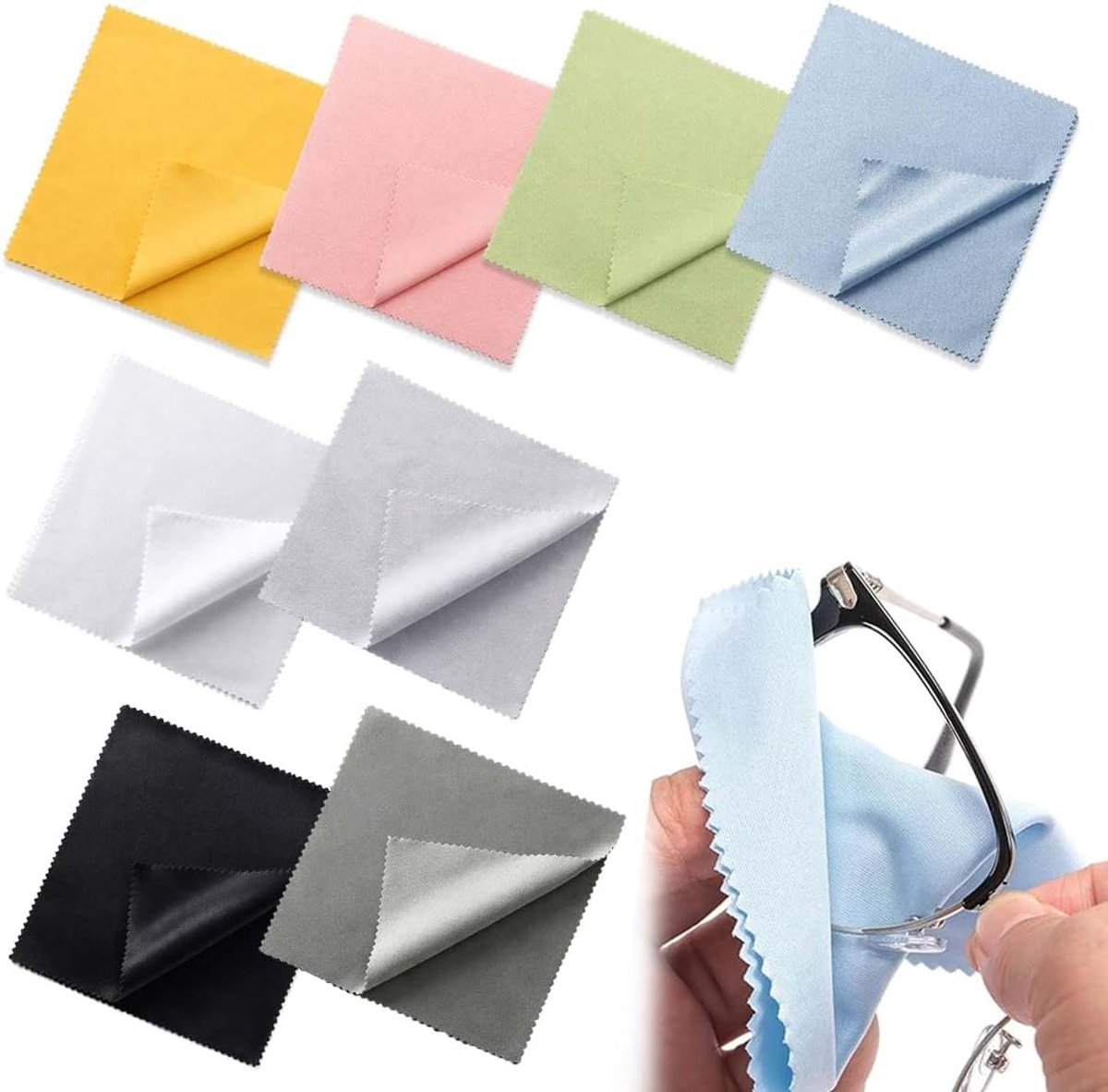 Glasreinigers 16 Stuks - Microvezel Kleuren - 13 x 13 cm - Perfect voor Schone Brillen - SnelShoppen
