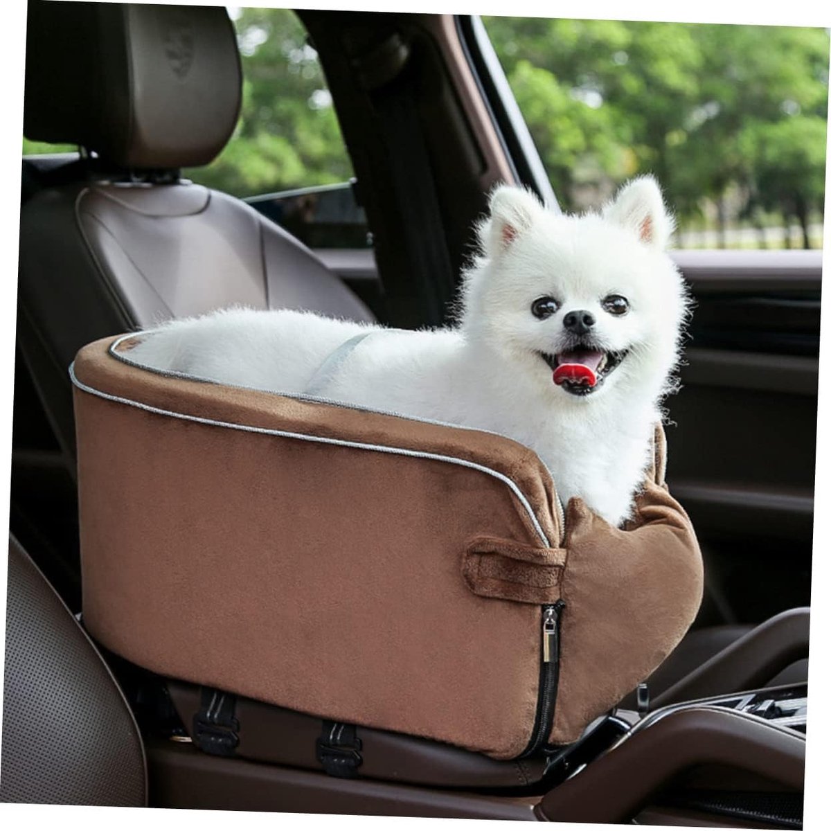 Honden Autobed - Reiskussen Hond - Veilig Reizen - Verdikt en Duurzaam - 42 x 22 x 20 cm - Lichtbruin