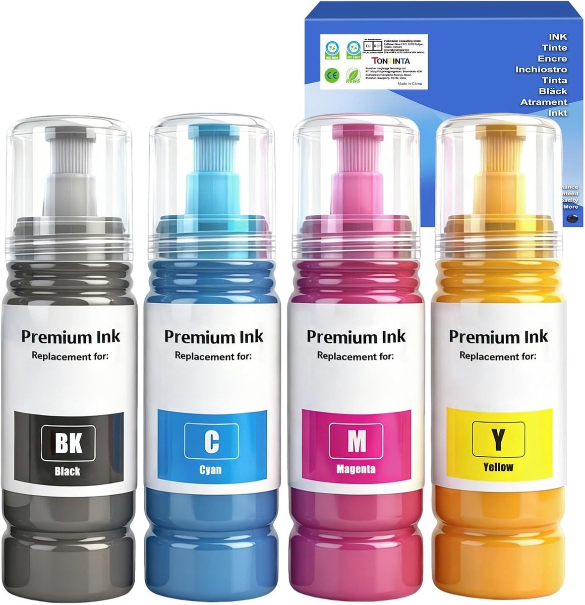 Inktflessen E104 - 5-pack compatibel - Hoge capaciteit - Tot 7500 pagina's - ShopVlot
