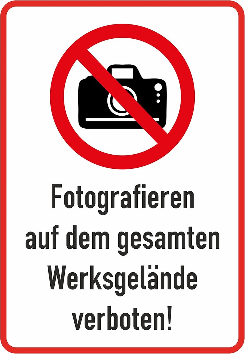 Verboden fotograferen sticker 14x10cm - zelfklevend - glossy UV print - voor binnen en buiten gebruik - ShopVlot