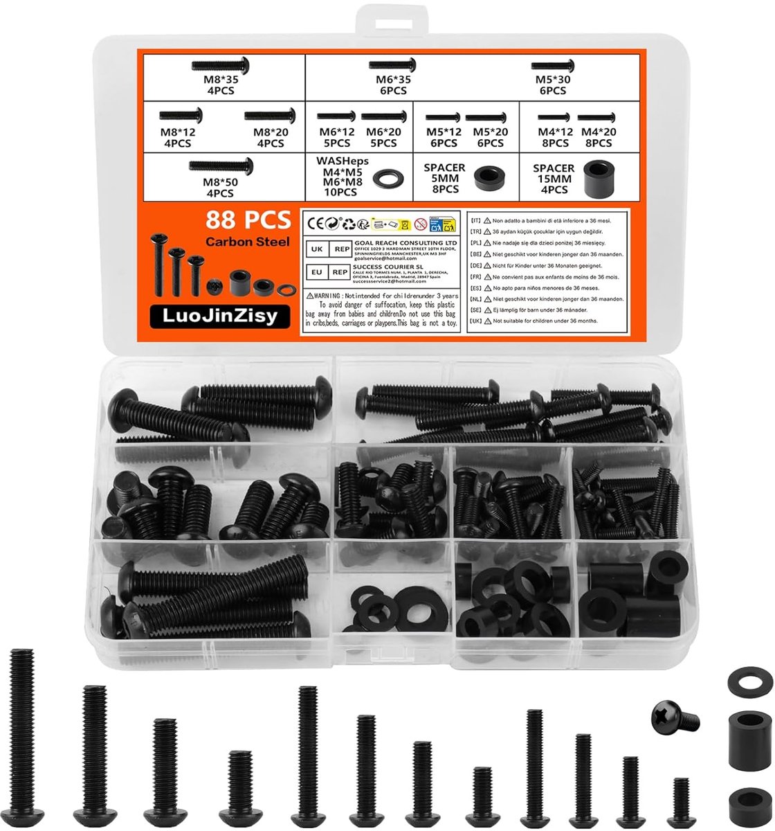 TV-beugel schroeven 88pcs - M4 M5 M6 M8 - hoogwaardig ijzer - robuust en duurzaam - ShopVlot