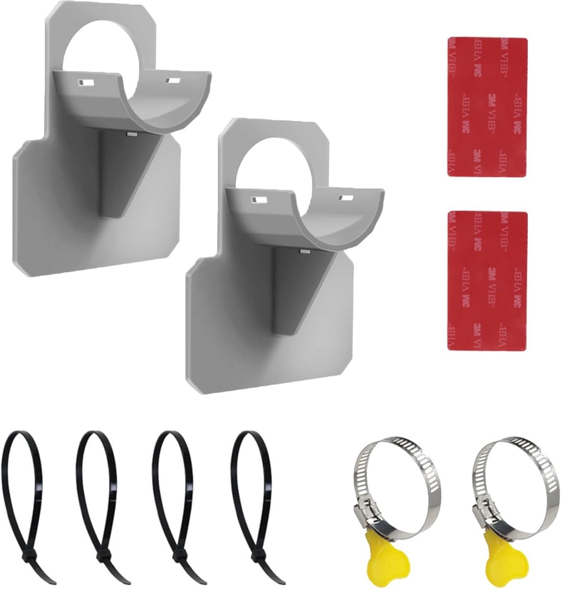 Hose holder set - 2-delige kunststof houder - met roestvrijstalen klem - voor Intex zwembaden - ShopVlot
