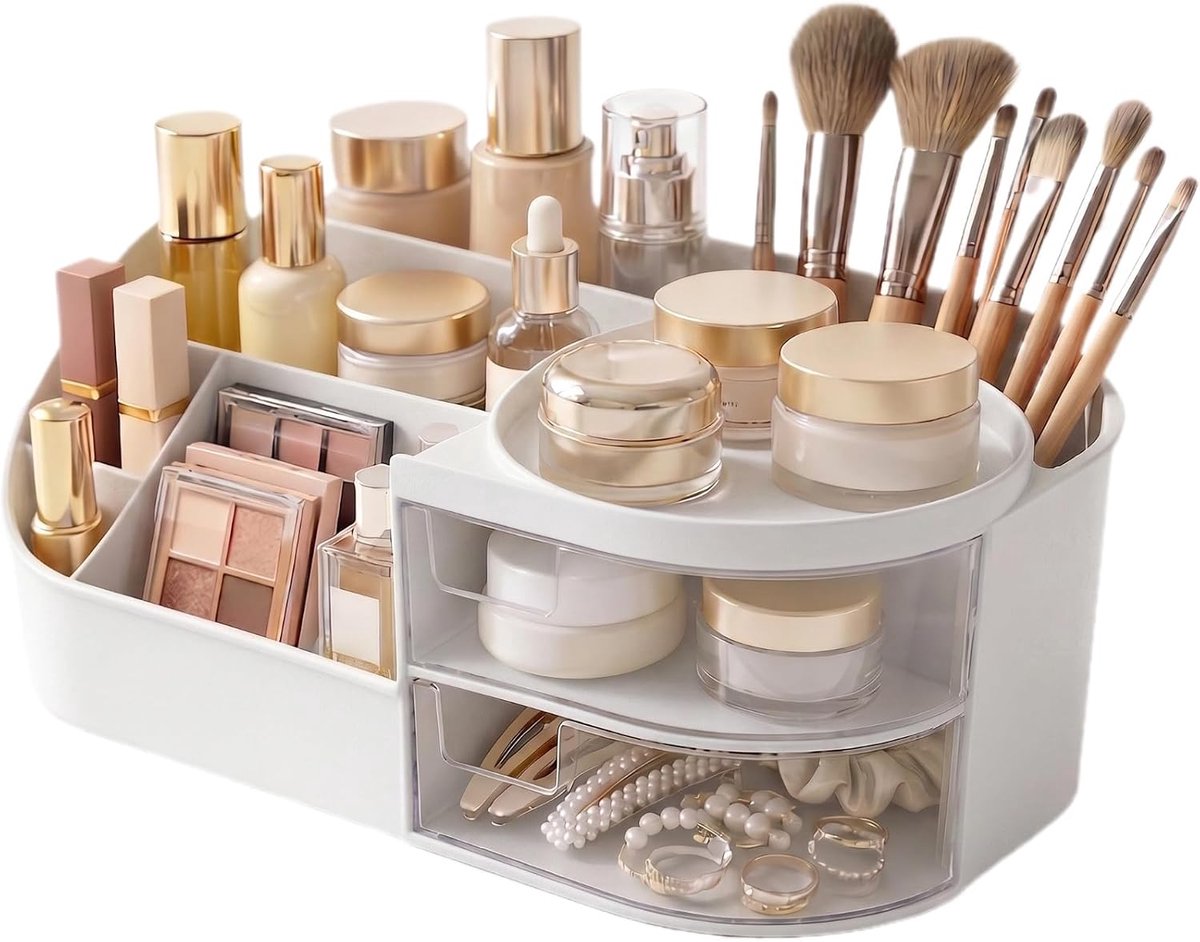 Makeup organizer met laden - multifunctioneel - 9 vakken - perfect voor make-up en accessoires - ShopVlot