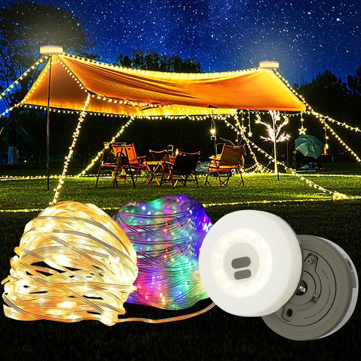 Campinglamp 10 m - Groen - Waterdicht - 2-in-1 sfeerverlichting voor buiten - ShopVlot