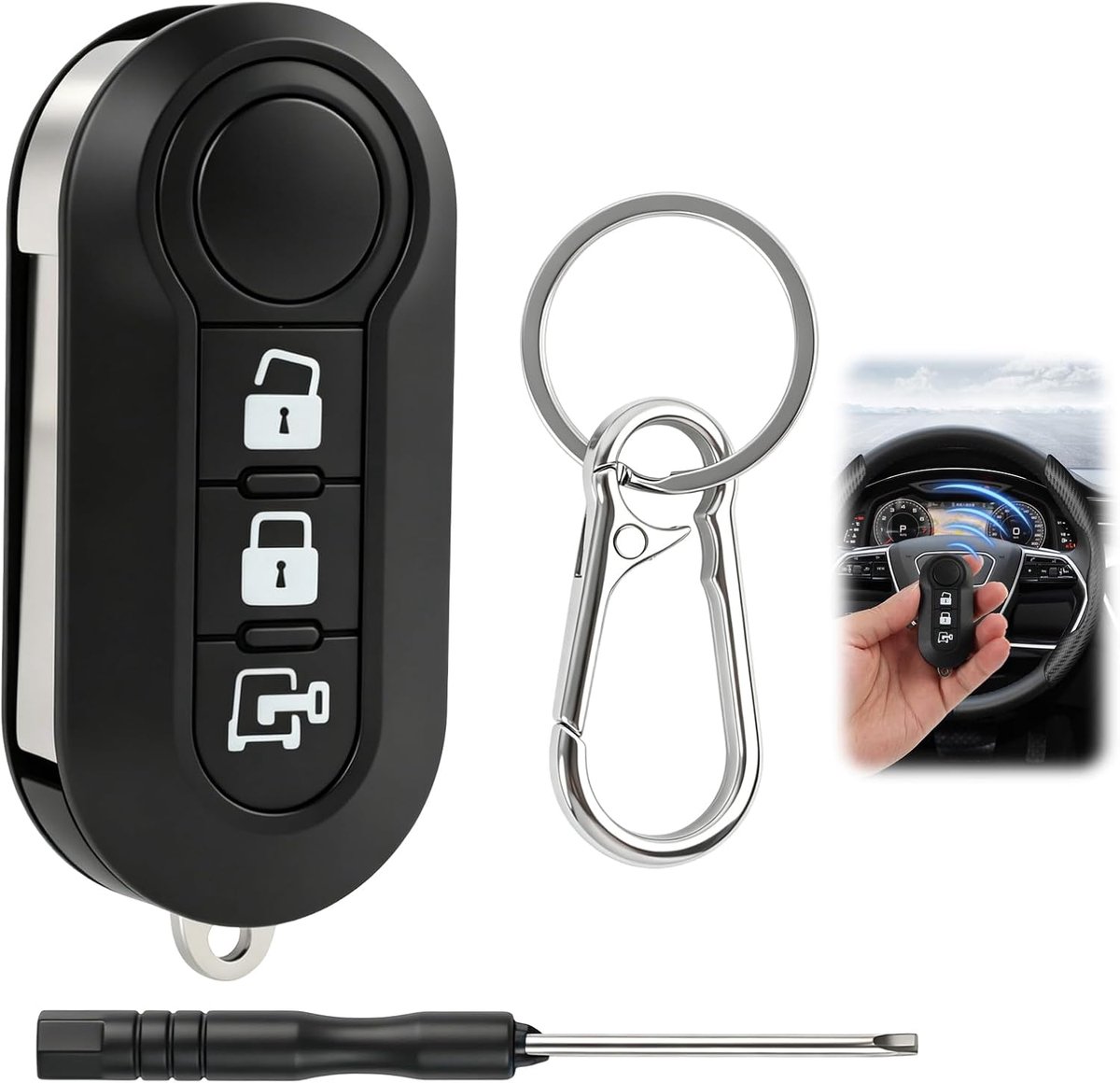 Autosleutelbehuizing 3 knoppen - vervangende afstandsbediening - voor Fiat 500L, 500, Punto en meer - ShopVlot