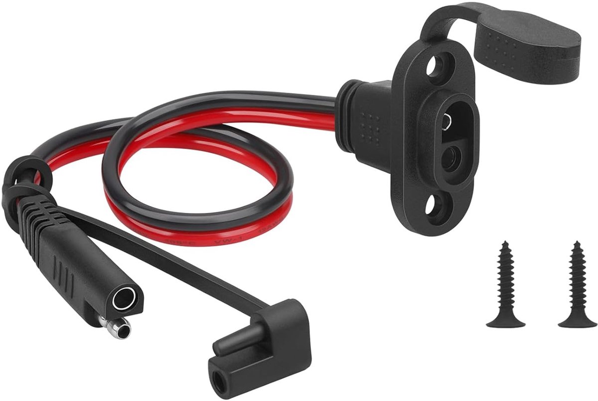 SAE Weerbestendige Stekker - 12AWG Kabel - 30A Hoge Stroom - Ideaal voor Motorrijden en Zonne-energie - ShopVlot