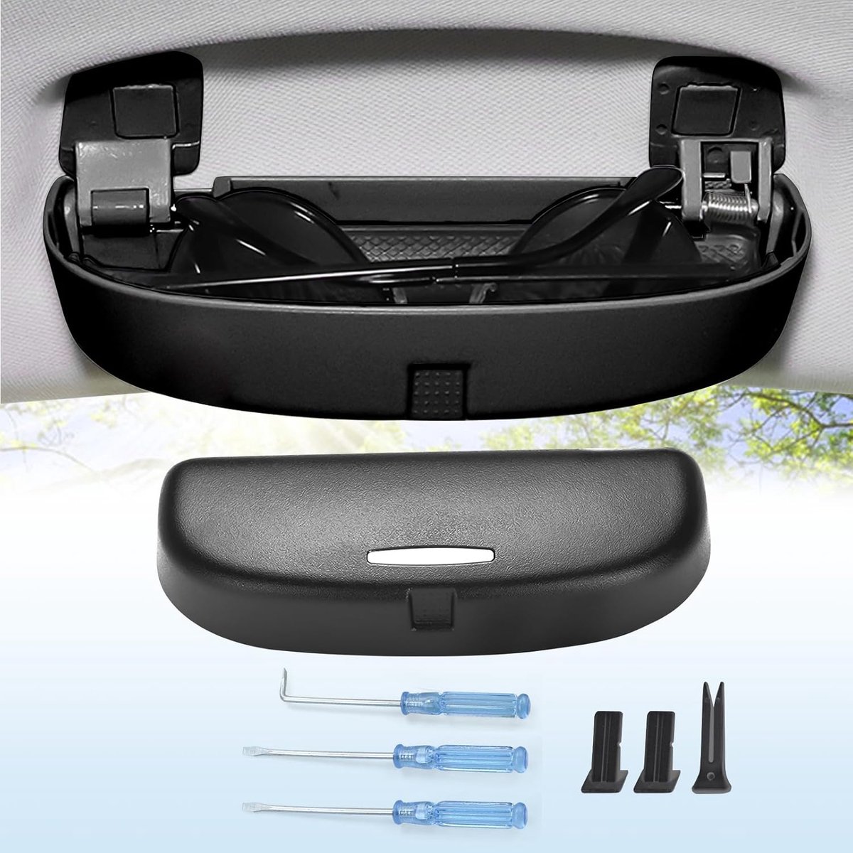 Zonnebril Houder - Geschikt voor VW Golf 7 7.5 en VW Tiguan 2 - Zwart - Handige brillenopbergbox - ShopVlot