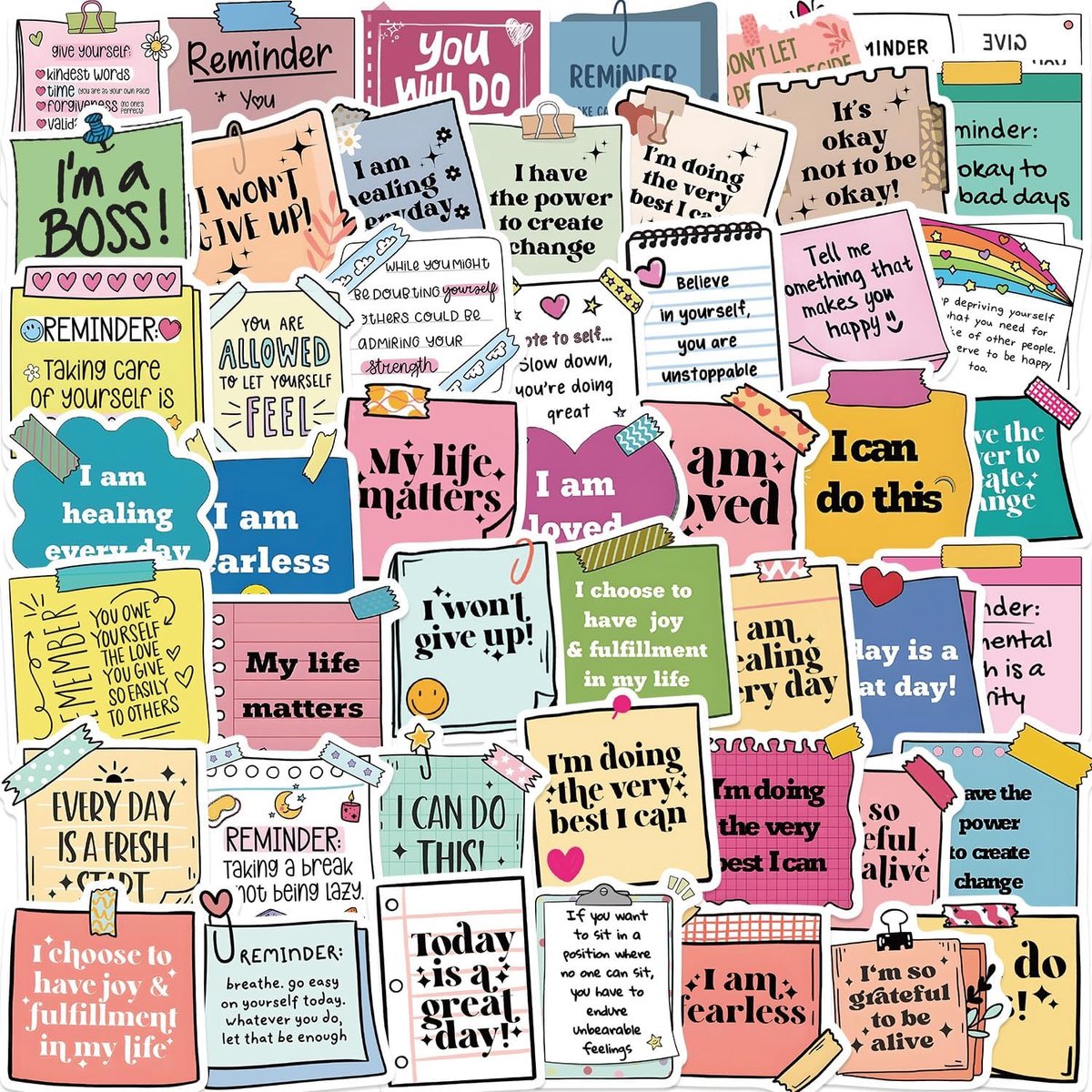 Motivatie stickers set van 50 - inspirerende citaten - zelfklevend - stimuleer jezelf - ShopVlot