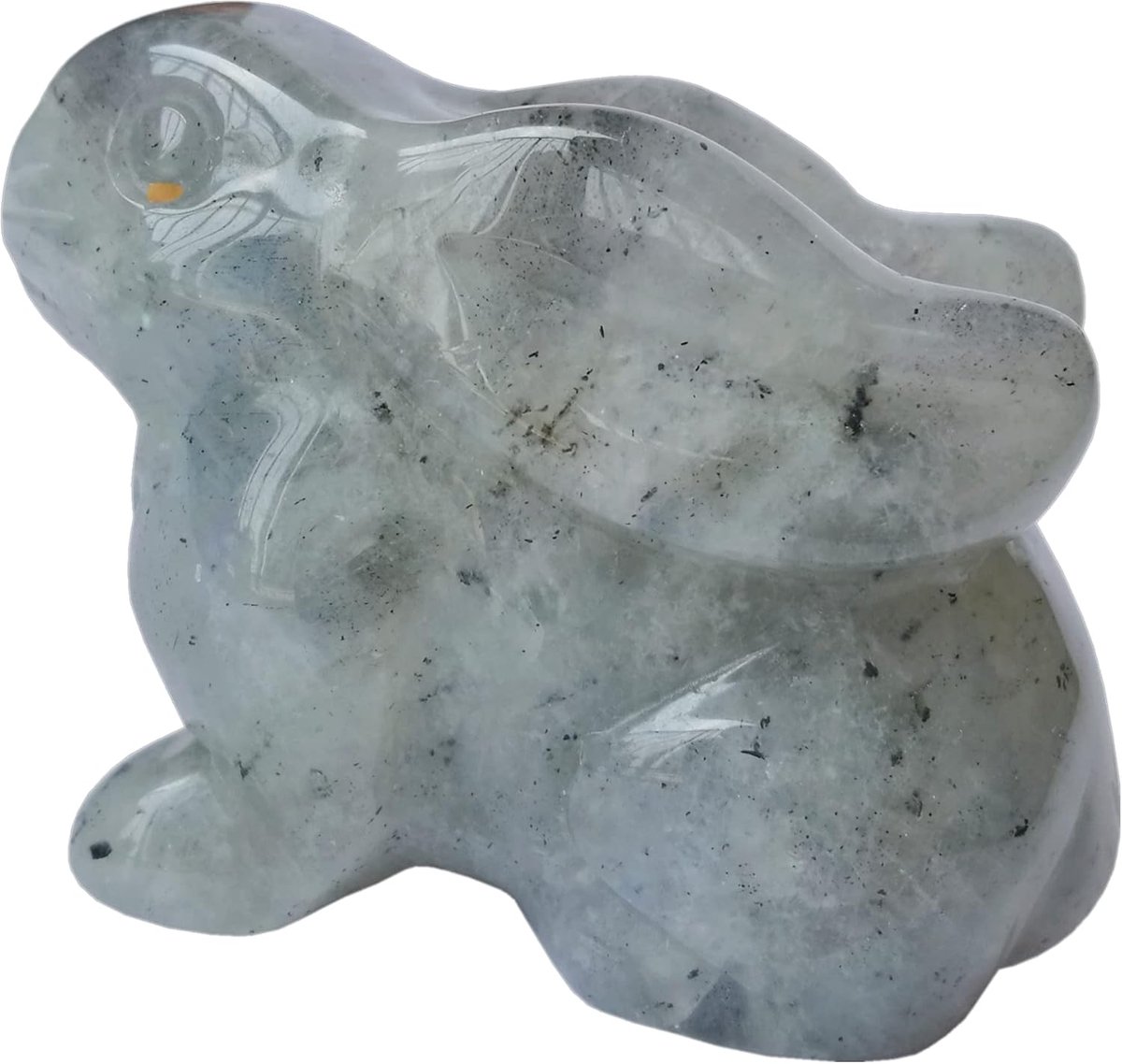 Konijnenfiguur - 38mm natuurlijke grijze maansteen - handgegraveerd - perfect voor decoratie - ShopVlot