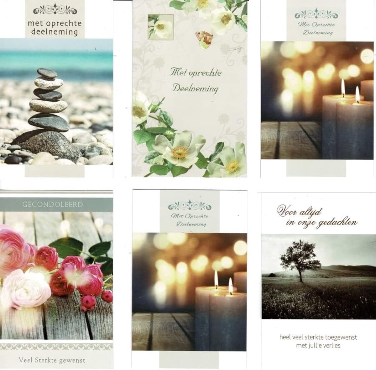 Condoleance kaarten 6 stuks - luxe en innige deelname - 12x17cm - inclusief enveloppen - ShopVlot