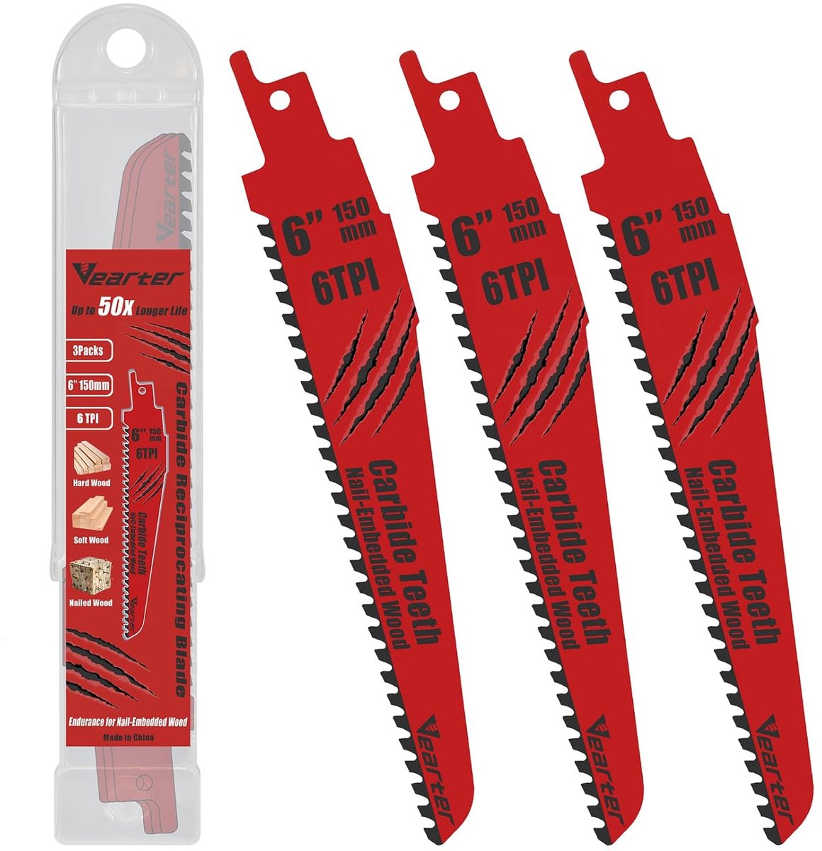 Reciprozagen 6 inch 3 stuks - Carbide 6TPI - Voor hardhout en hout snoeien - Precisie snijden - ShopVlot