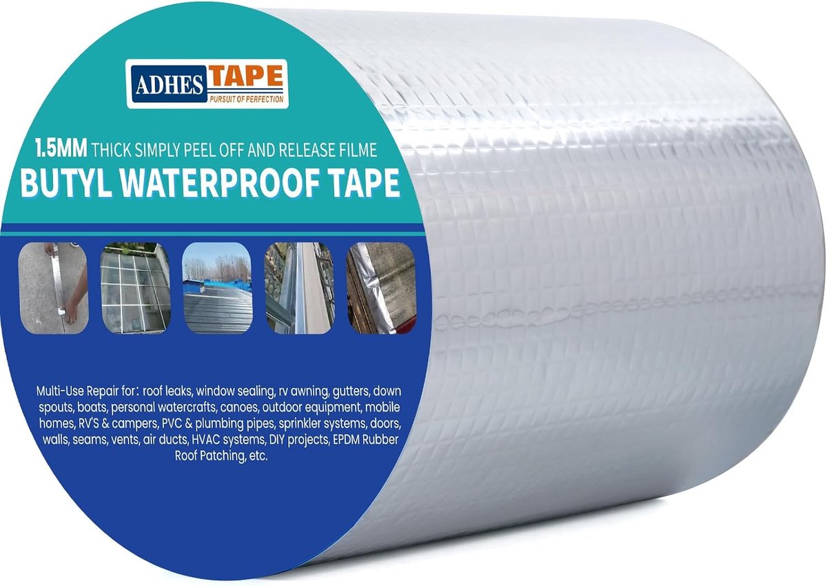 Butyl tape 150mm x 5m - aluminium folie - waterdicht - ideaal voor daklekkages - ShopVlot