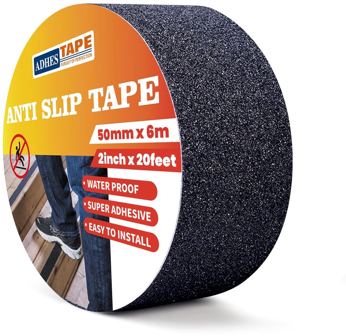 Anti-slip tape 50mm x 6m - zwart - zelfklevend - verhoogt veiligheid voor kinderen en ouderen - ShopVlot