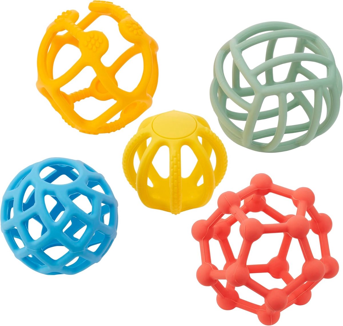 Senso ballen set - 5 zachte, flexibele ballen - regenboog kleuren - stimuleert creatief spel - ShopVlot