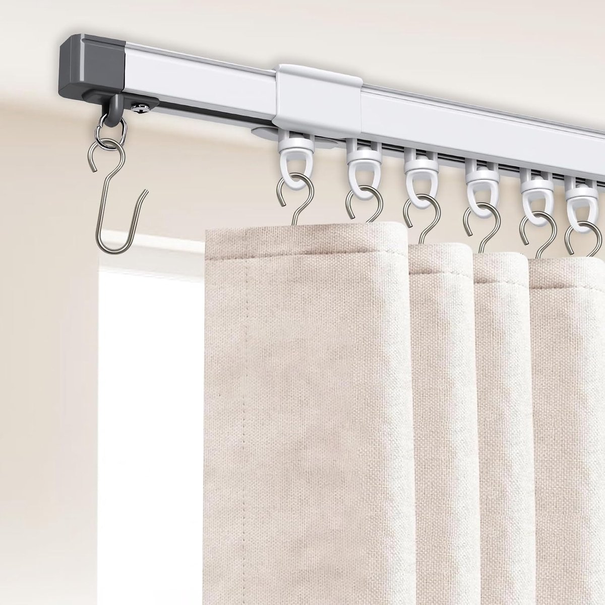 Plafondgordijnrail 97-250 cm - aluminium - verstelbare lengte - ideaal voor elke ruimte - ShopVlot