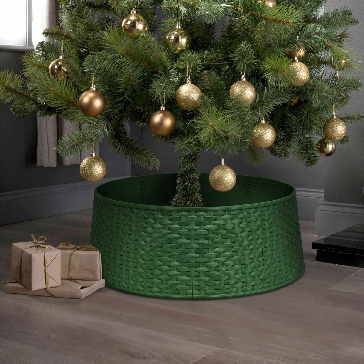 Kerstboomhuls voetstuk - groen, kunststof - 65 x 23 cm 1 Stuks [58556B]