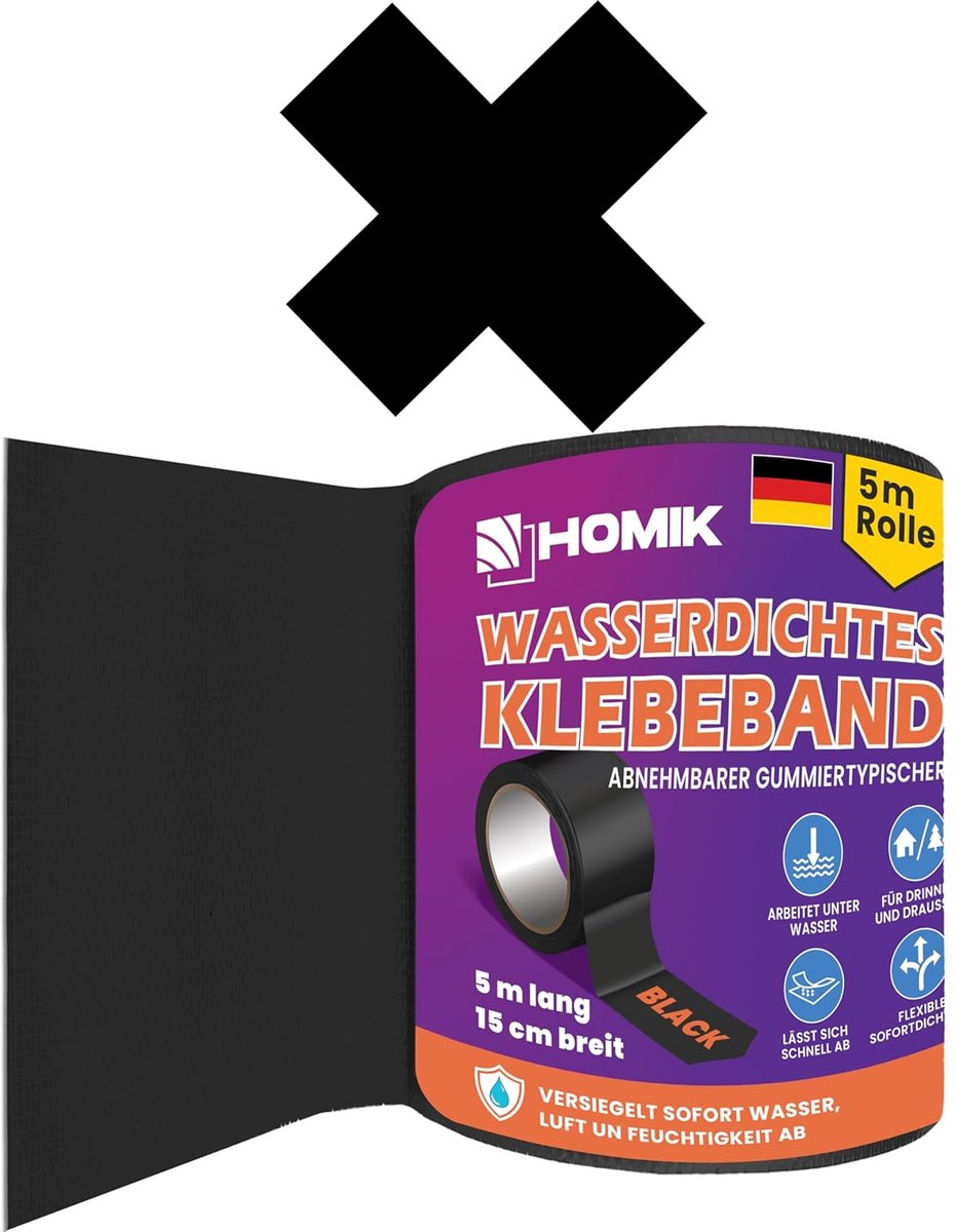 Waterdichte tape 15 cm x 5 m - sterk en UV-bestendig - ideaal voor buitengebruik - perfecte oplossing voor lekkages - ShopVlot