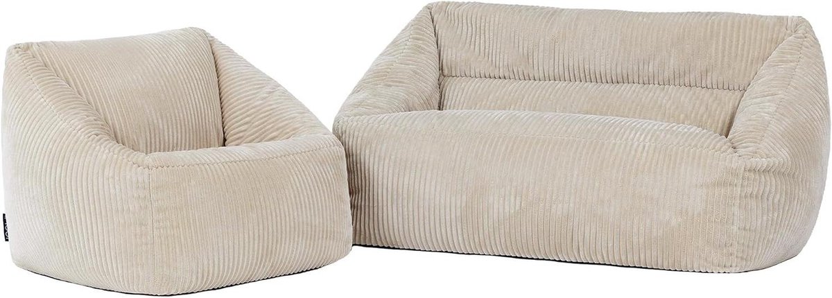 Kinder Zitzak Sofa - Zitbank en stoel - Spelen en lezen - Met binnenstructuur - 95 cm breed - Beige