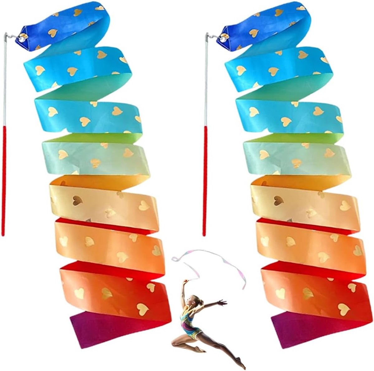 Ritmische dansbanden 200 cm - Regenboog - Voor kinderen - Ideaal voor gymnastiek en optredens - ShopVlot