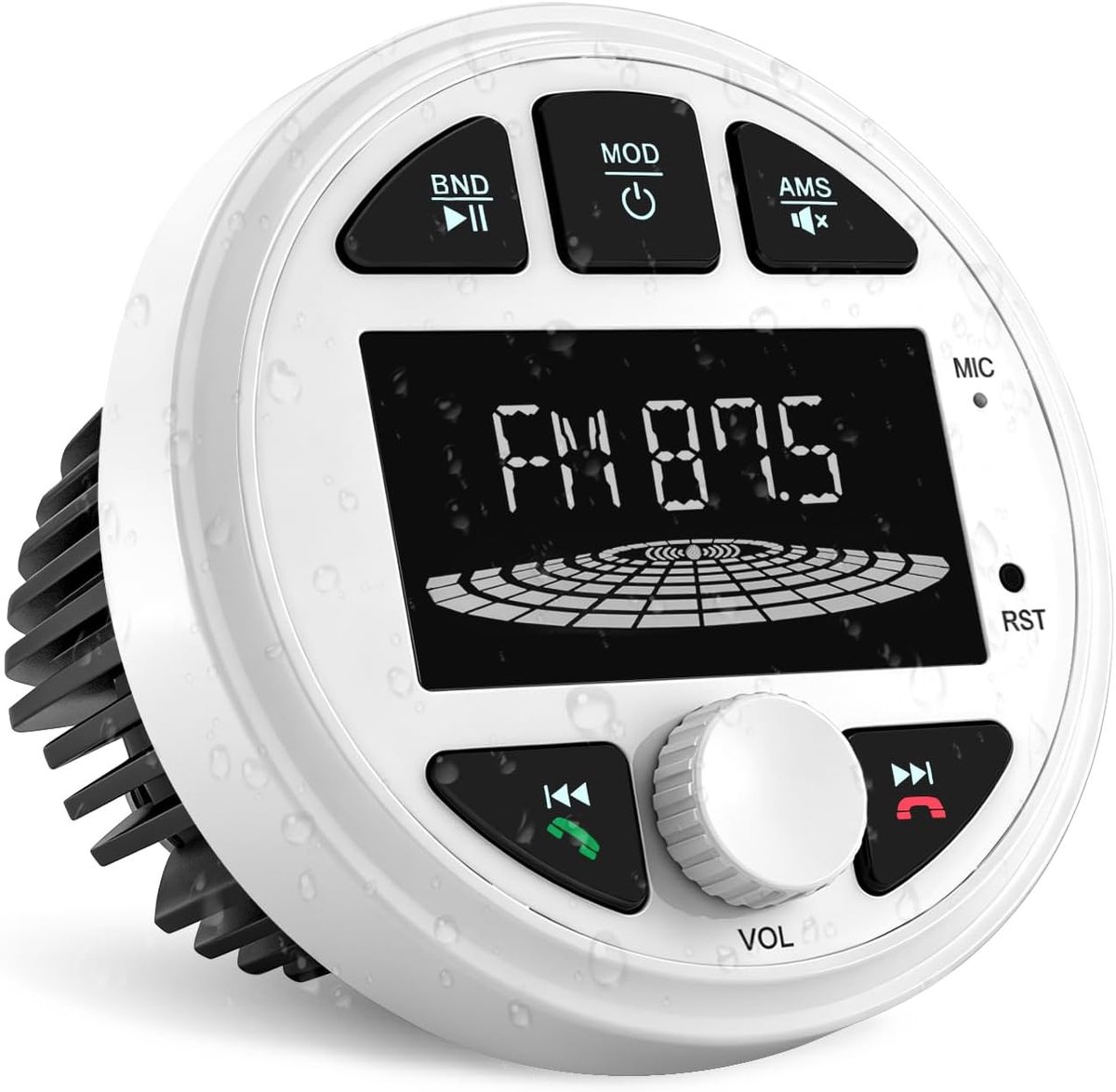 AM/FM Radio - 3 Inch LED Display - Waterproof voor boten - Bluetooth 5.0 voor snelle verbinding - ShopVlot